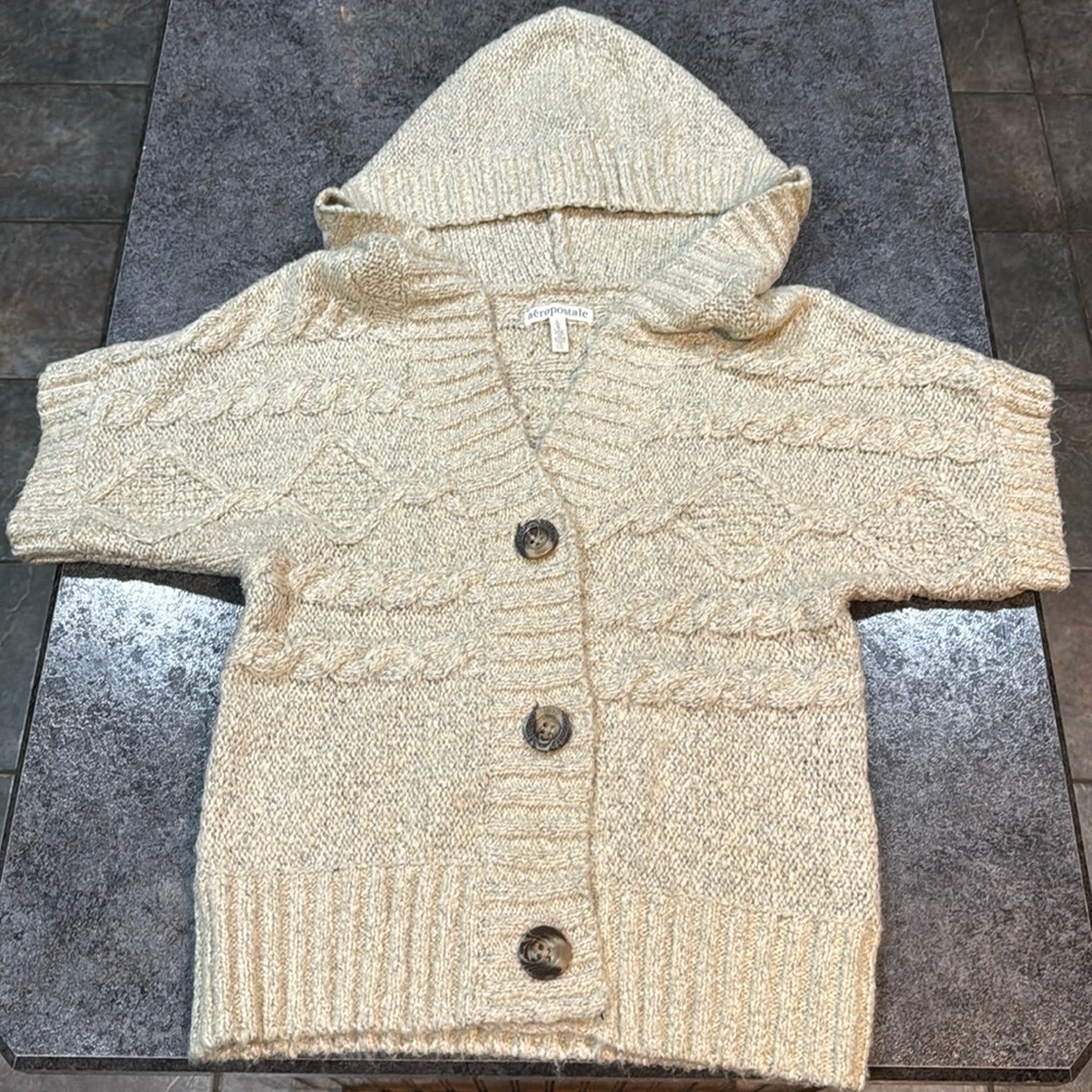 Aeropostale short sleeve hooded button no up sweater.